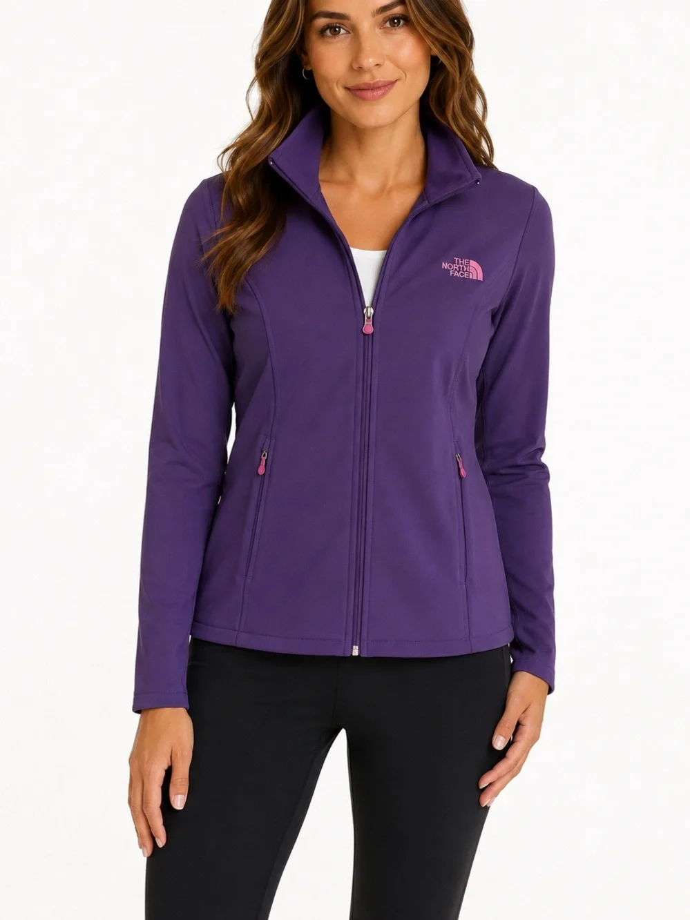 The North Face Purple Full Zip Performance Jacket Size Medium Fleece Lined